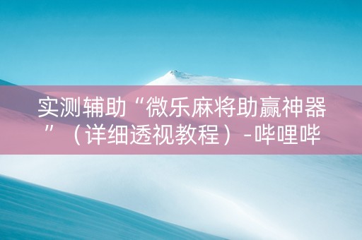 实测辅助“微乐麻将助赢神器”（详细透视教程）-哔哩哔哩