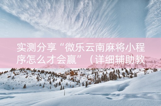 实测分享“微乐云南麻将小程序怎么才会赢”（详细辅助教程）-哔哩哔哩