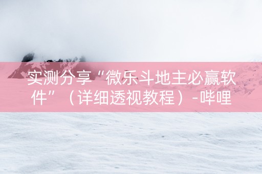 实测分享“微乐斗地主必赢软件”（详细透视教程）-哔哩哔哩