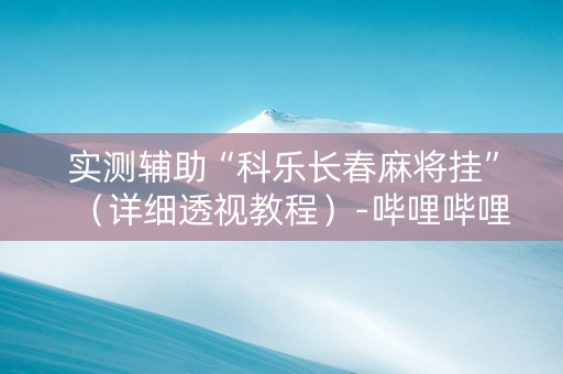 实测辅助“科乐长春麻将挂”（详细透视教程）-哔哩哔哩