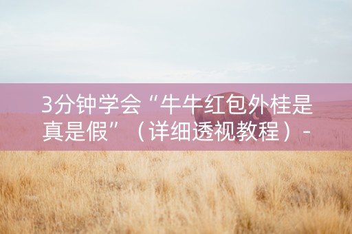 3分钟学会“牛牛红包外桂是真是假”（详细透视教程）-哔哩哔哩