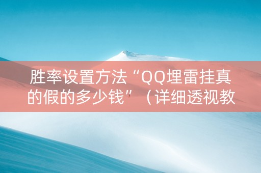 胜率设置方法“QQ埋雷挂真的假的多少钱”（详细透视教程）-哔哩哔哩