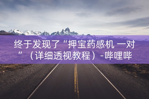 终于发现了“押宝药感机 一对”（详细透视教程）-哔哩哔哩