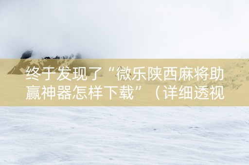 终于发现了“微乐陕西麻将助赢神器怎样下载”（详细透视教程）-哔哩哔哩