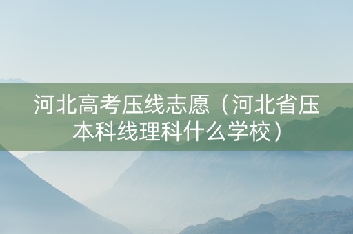 河北高考压线志愿（河北省压本科线理科什么学校）
