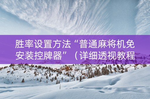 胜率设置方法“普通麻将机免安装控牌器”（详细透视教程）-哔哩哔哩