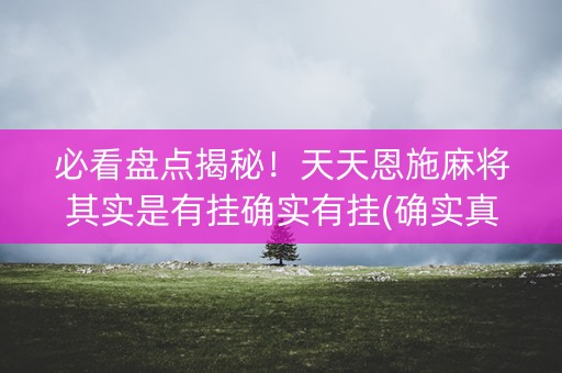 必看盘点揭秘！天天恩施麻将其实是有挂确实有挂(确实真的有挂)