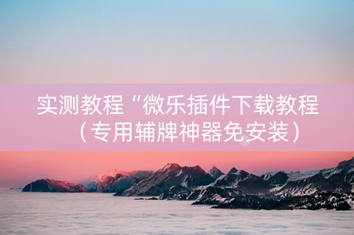 实测教程“微乐插件下载教程（专用辅牌神器免安装）