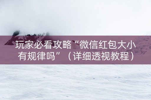 玩家必看攻略“微信红包大小有规律吗”（详细透视教程）-哔哩哔哩