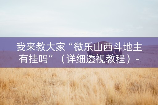 我来教大家“微乐山西斗地主有挂吗”（详细透视教程）-哔哩哔哩