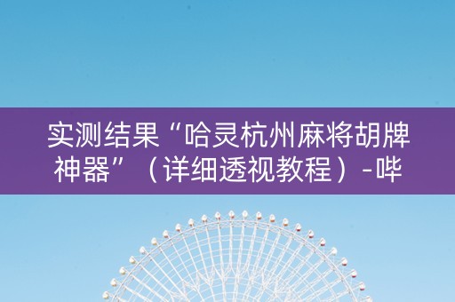 实测结果“哈灵杭州麻将胡牌神器”（详细透视教程）-哔哩哔哩