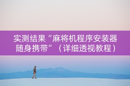 实测结果“麻将机程序安装器随身携带”（详细透视教程）-哔哩哔哩