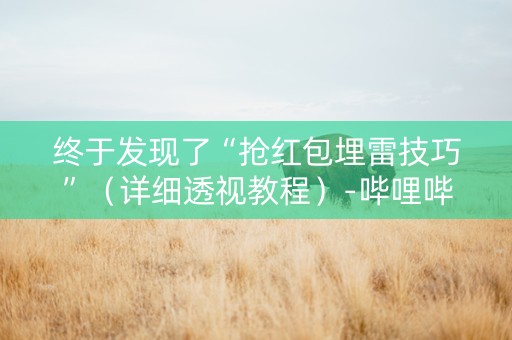终于发现了“抢红包埋雷技巧”（详细透视教程）-哔哩哔哩