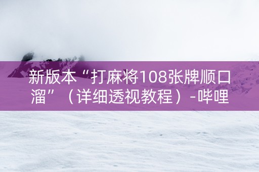 新版本“打麻将108张牌顺口溜”（详细透视教程）-哔哩哔哩