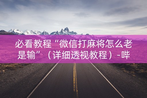 必看教程“微信打麻将怎么老是输”（详细透视教程）-哔哩哔哩