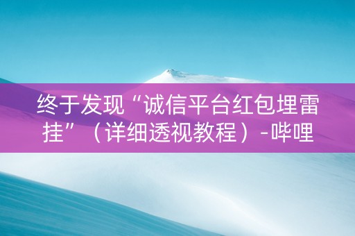终于发现“诚信平台红包埋雷挂”（详细透视教程）-哔哩哔哩