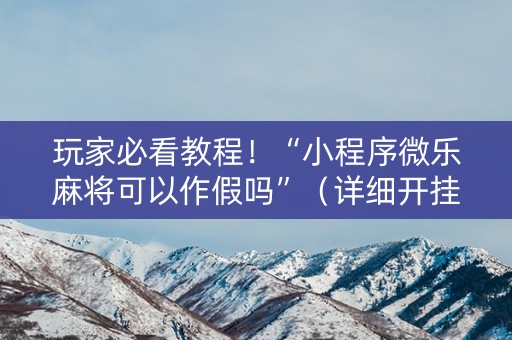玩家必看教程！“小程序微乐麻将可以作假吗”（详细开挂教程）-哔哩哔哩
