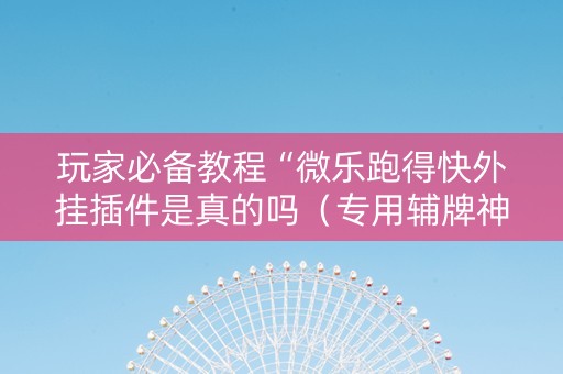 玩家必备教程“微乐跑得快外挂插件是真的吗（专用辅牌神器免安装）