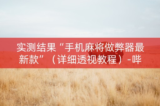 实测结果“手机麻将做弊器最新款”（详细透视教程）-哔哩哔哩