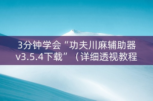 3分钟学会“功夫川麻辅助器v3.5.4下载”（详细透视教程）-哔哩哔哩