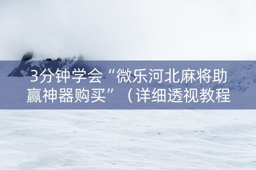 3分钟学会“微乐河北麻将助赢神器购买”（详细透视教程）-哔哩哔哩