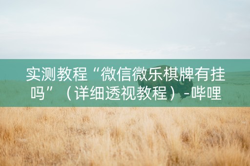 实测教程“微信微乐棋牌有挂吗”（详细透视教程）-哔哩哔哩