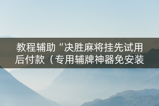 教程辅助“决胜麻将挂先试用后付款（专用辅牌神器免安装）