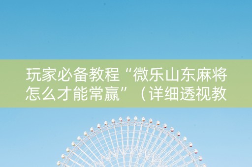 玩家必备教程“微乐山东麻将怎么才能常赢”（详细透视教程）-哔哩哔哩