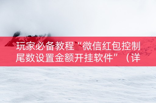 玩家必备教程“微信红包控制尾数设置金额开挂软件”（详细透视教程）-哔哩哔哩