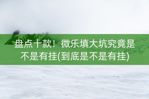 盘点十款！微乐填大坑究竟是不是有挂(到底是不是有挂)