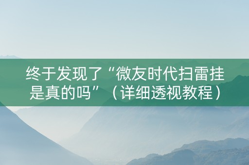 终于发现了“微友时代扫雷挂是真的吗”（详细透视教程）-哔哩哔哩