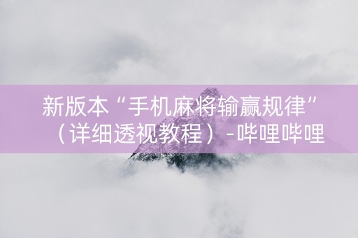 新版本“手机麻将输赢规律”（详细透视教程）-哔哩哔哩
