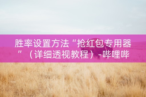 胜率设置方法“抢红包专用器”（详细透视教程）-哔哩哔哩