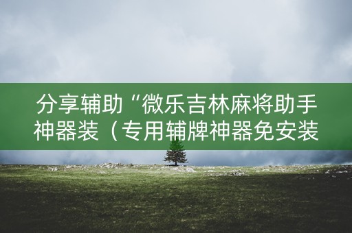 分享辅助“微乐吉林麻将助手神器装（专用辅牌神器免安装）