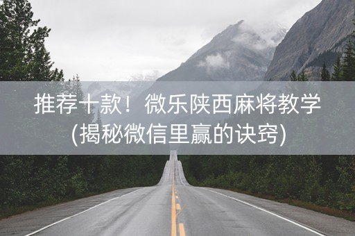 推荐十款！微乐陕西麻将教学(揭秘微信里赢的诀窍)