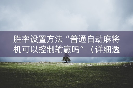 胜率设置方法“普通自动麻将机可以控制输赢吗”（详细透视教程）-哔哩哔哩