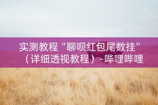 实测教程“聊呗红包尾数挂”（详细透视教程）-哔哩哔哩