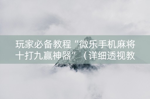 玩家必备教程“微乐手机麻将十打九赢神器”（详细透视教程）-哔哩哔哩