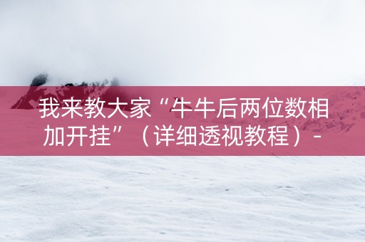 我来教大家“牛牛后两位数相加开挂”（详细透视教程）-哔哩哔哩
