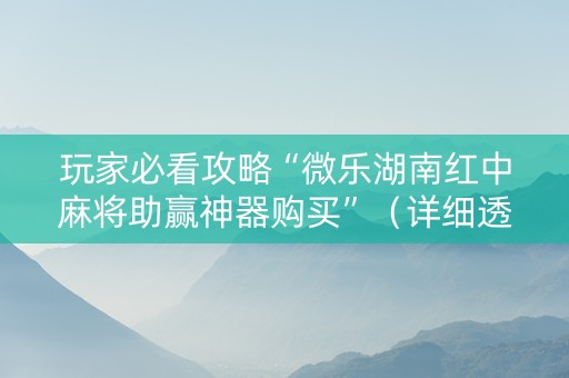 玩家必看攻略“微乐湖南红中麻将助赢神器购买”（详细透视教程）-哔哩哔哩