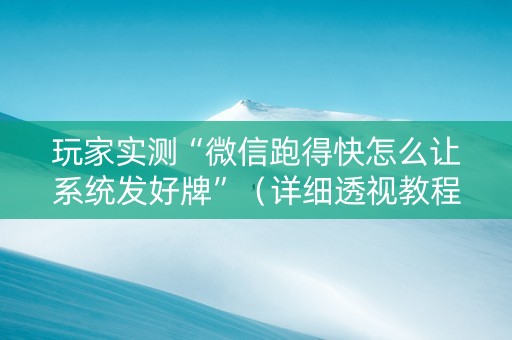 玩家实测“微信跑得快怎么让系统发好牌”（详细透视教程）-哔哩哔哩