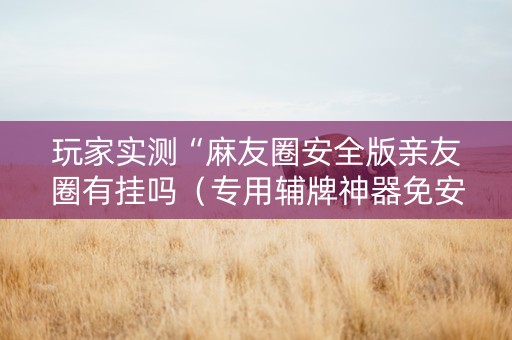 玩家实测“麻友圈安全版亲友圈有挂吗（专用辅牌神器免安装）