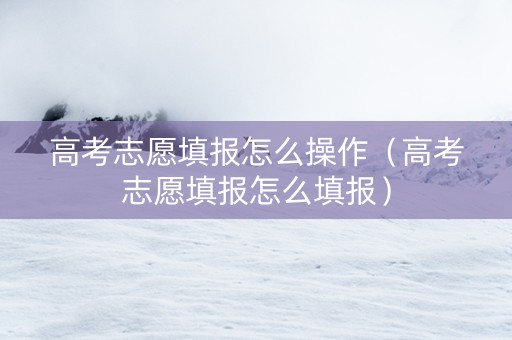 高考志愿填报怎么操作（高考志愿填报怎么填报）