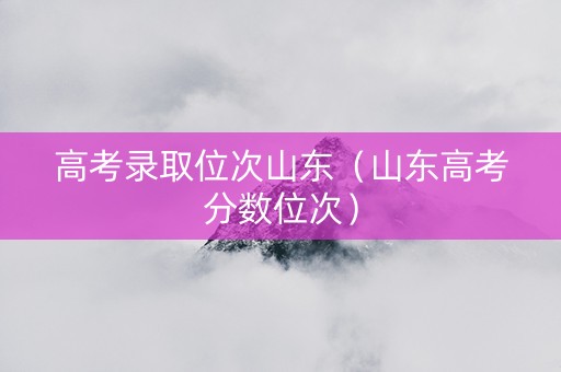 高考录取位次山东（山东高考分数位次）