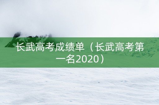 长武高考成绩单（长武高考第一名2020）