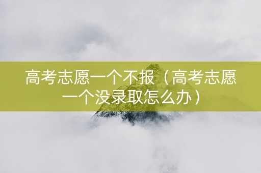 高考志愿一个不报（高考志愿一个没录取怎么办）
