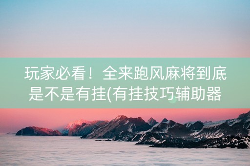 玩家必看！全来跑风麻将到底是不是有挂(有挂技巧辅助器)