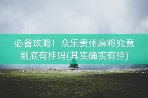 必备攻略！众乐贵州麻将究竟到底有挂吗(其实确实有挂)