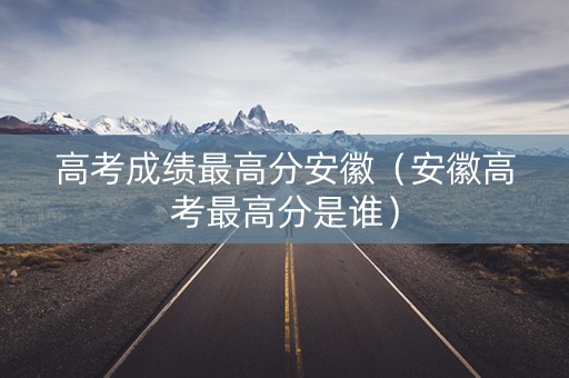 高考成绩最高分安徽（安徽高考最高分是谁）