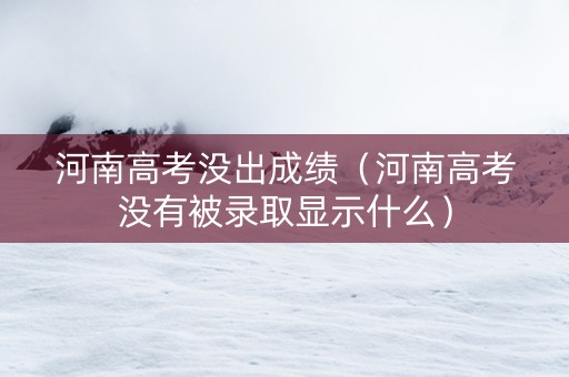 河南高考没出成绩（河南高考没有被录取显示什么）